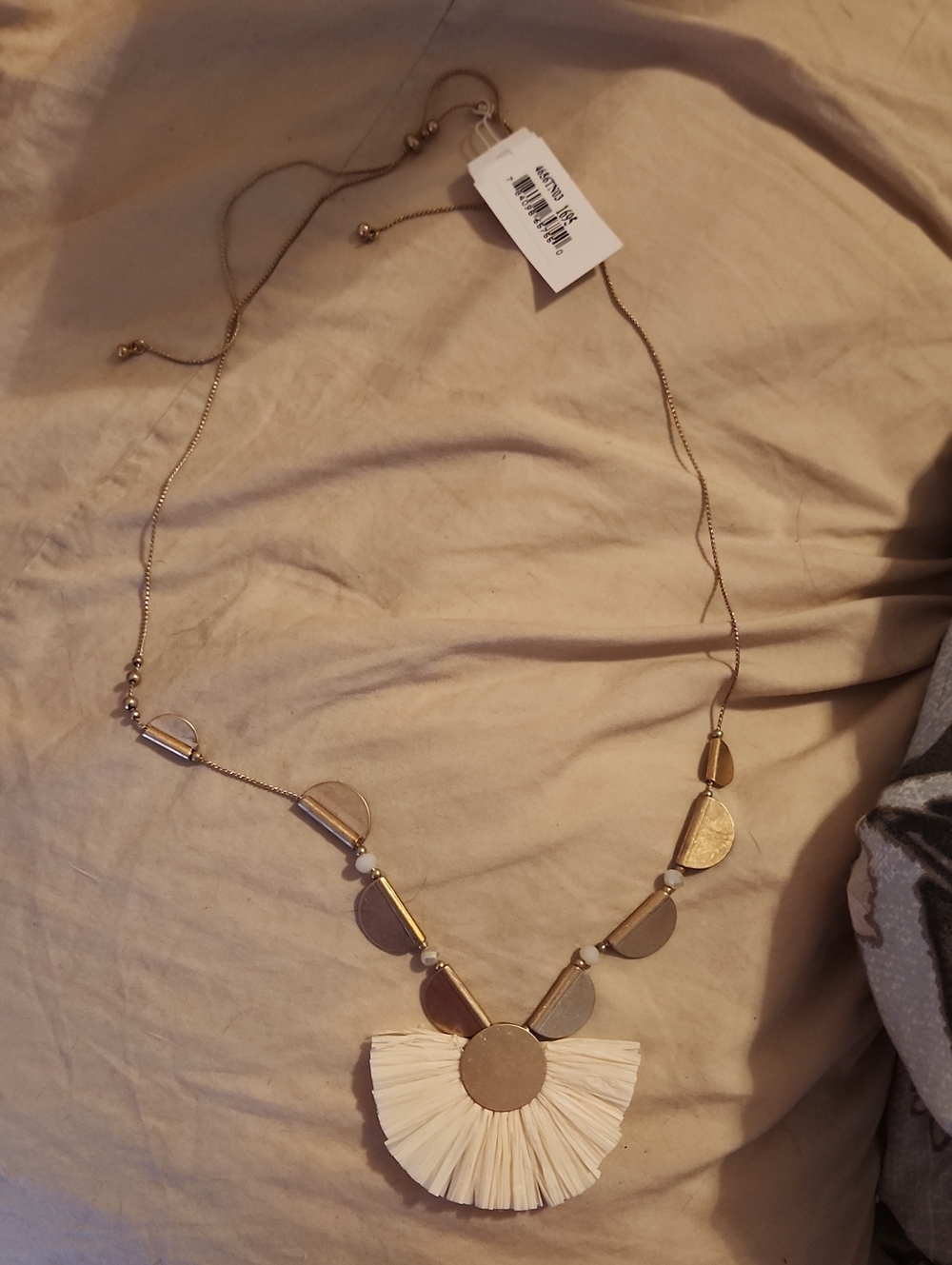 Gold-Tone Cream Fringe Pendant Necklace - Ethel And Myrtle Brand